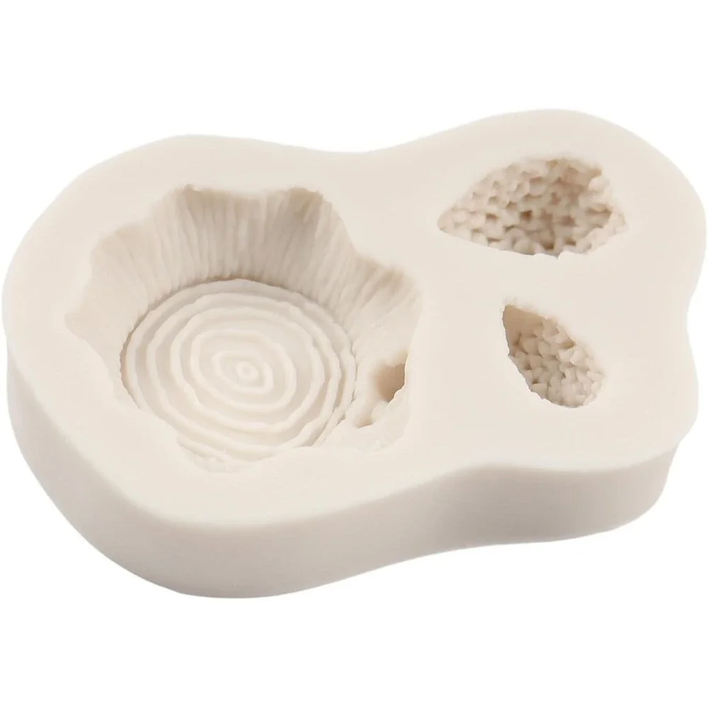 FCKEMLDS 4pc Fairy Garden Silicone Molds Wood Grain Fence Mushroom Tree Stump